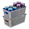 Simplify 4Pk Small Slide 2 Stack It Tote Basket | Storage & Organization | Open Bins with Stackable Capability | Bathroom | Crafts | Pantry | Playroom | Office | Grey