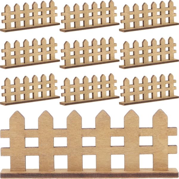 BESPORTBLE 10 Stücke Miniatur Zaun Holz, Mini Holzzaun Puppenstube Gartenzaun Miniatur Gartenzaun Holz Lattenzaun Miniaturzaun Micro Landschaft für DIY Basteln Dollhaus Bonsai Puppenhaus