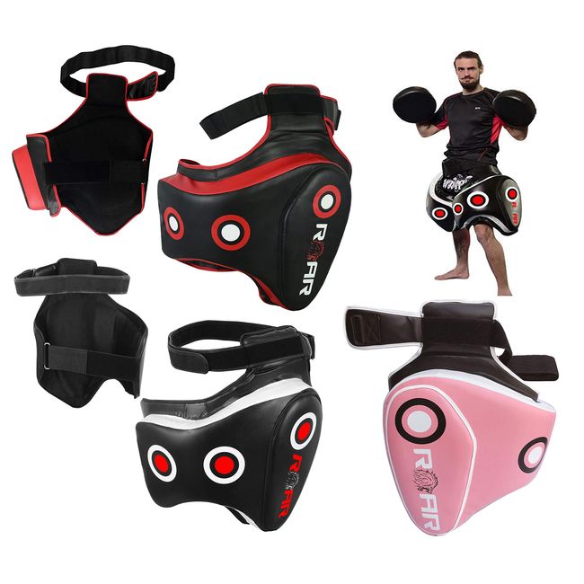 ROAR MMA Kickboxing Thigh Pads UFC Training Kick Muay Thai Leg Protector Guard (BLK/Red, Single)