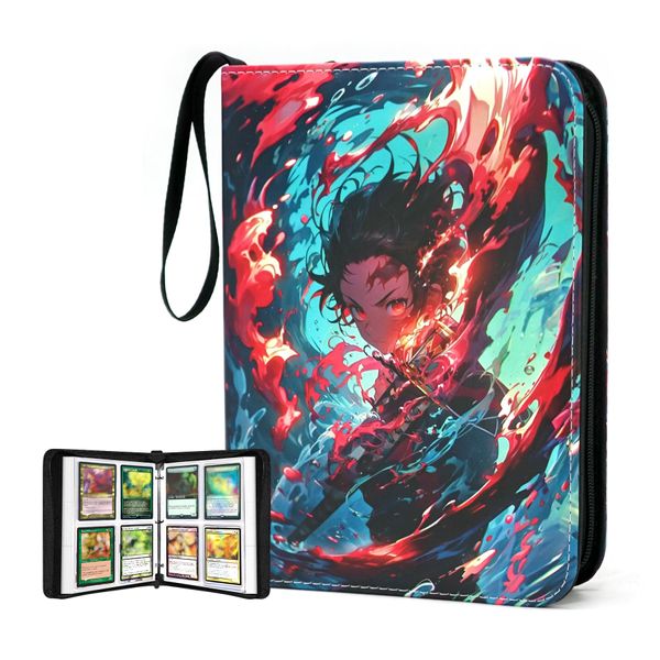 400 Pockets Card Binder for Demon Slayer Cards,Portable Waterproof One Piece Cards Storage Book with Removable Sleeves,Fits for Anime Demon Slayer Tanjiro,Jujutsu Kaisen Cards