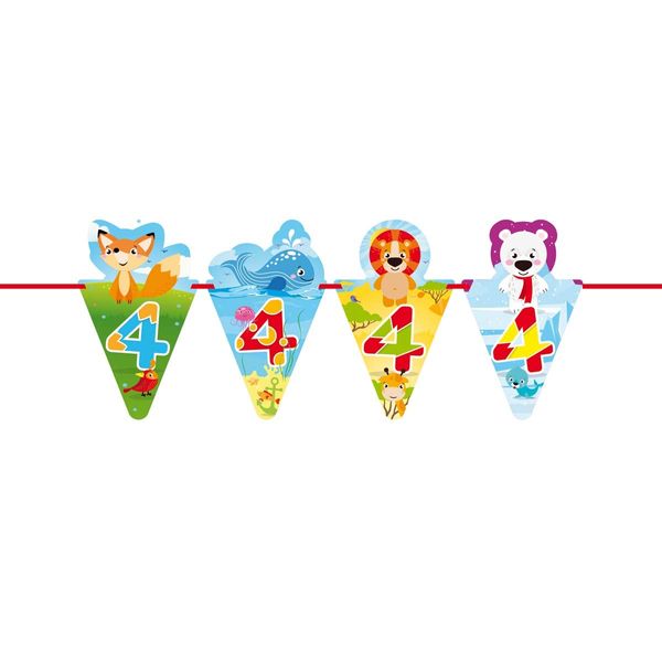 Folat - 4th Birthday Fun Bunting Garland - 6 m