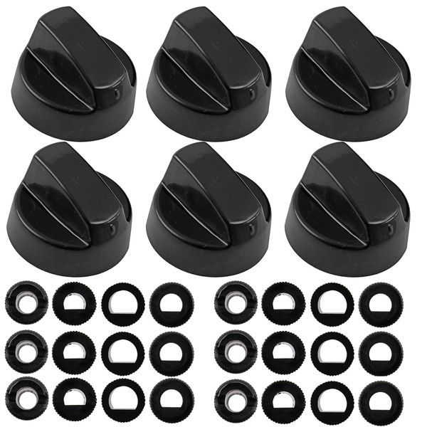 SPARES2GO Universal Gas Fire Trouser Press & Storage Heater Black Control Knobs (Pack of 6)