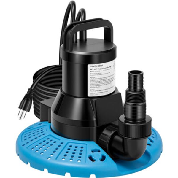 Pool Cover Pump, 3200GPH 1/2 HP Portable Automatic Transfer Water Pump Sump Pump