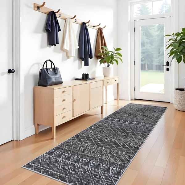 3x10 Runners for Hallways - Kitchen Runner Rugs Non Skid Washable Low Pile Be...