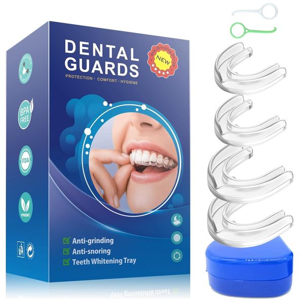 bituocs Mouth Guard for Teeth Grinding, 4 Pack Sleep Mouth Guard, Anti Grinding Mouth Guard for Sleeping at Night, Reusable Mouth Guards Grinding Teeth for Adults & Kids to Prevent Bruxism.