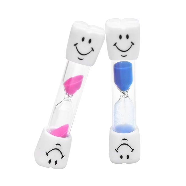 2 Stück Sanduhr-Timer,Smiley Zahnbürste Sanduhr Bunter Sand Eieruhr, 2-Farben-Sanduhr-Timer Sanduhr-Timer für Küche, Kinder zähneputzen,Zuhause, Büro und Spiel-Timer(Pink + Blue, ca.3 Minuten)