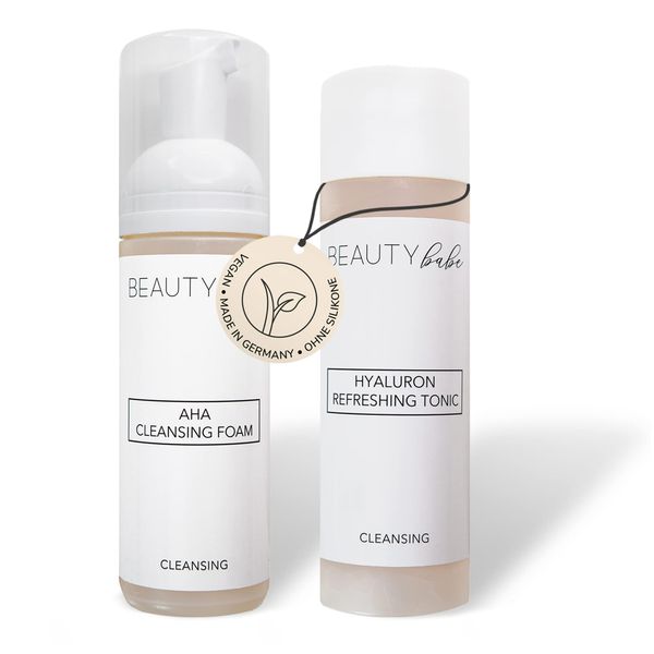 BEAUTY babe® | Cleansing Duo | 370ml | Reinigt sanft & stellt die natürliche Feuchtigkeitsbalance her | Vegane & pflegende Inhaltsstoffe für reine Haut | Nachhaltige Wirkstoffkosmetik Made in Germany