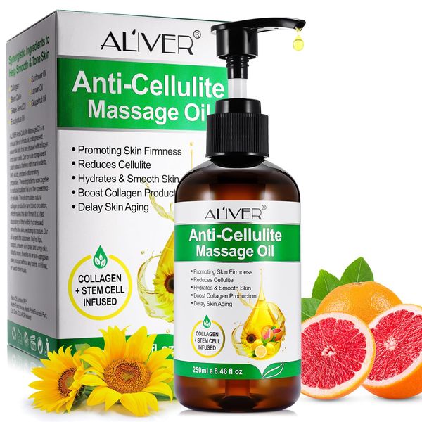 Anti Cellulite Massage Oil 250ml, Natural Anticellulite Oil for Revitalised Skin, Firming Body Oil Massage Oil Improves Skin Firmness for Men Women