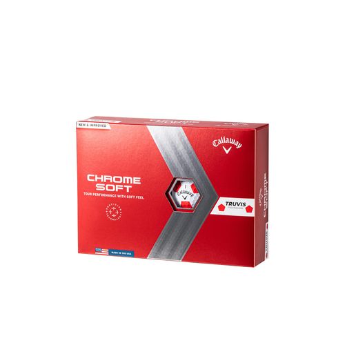 Callaway Golf Balls CHROME SOFT 2022 1 Dozen (Pack of 12) 3 Piece Trubis White/Red