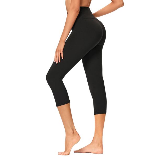 GAYHAY High Waisted Capri Leggings for Women - Soft Slim Tummy Control - Exercise Pants for Running Cycling Yoga Workout (Black, XX-Large)