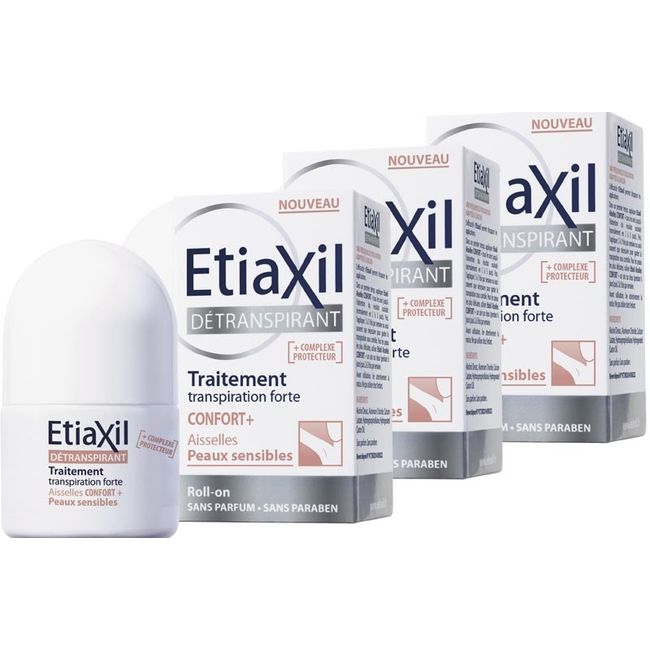 ETIAXIL Perspirex French version Comfort Deodorant Set of 3 for ultra-sensitive skin Detranspiran Antiperspirant Armpit Sweat Armpit Sweat [Directly from France] <br>