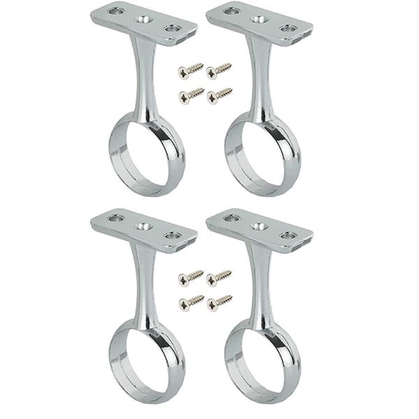 Wardrobe Rail Centre Supports Brackets 25mm Chrome Plated x4 with screws