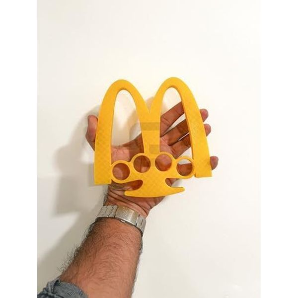 Handmade McFindOut 3D Printed McDonald's-Inspired Brass Knuckles Gag , USA-Made