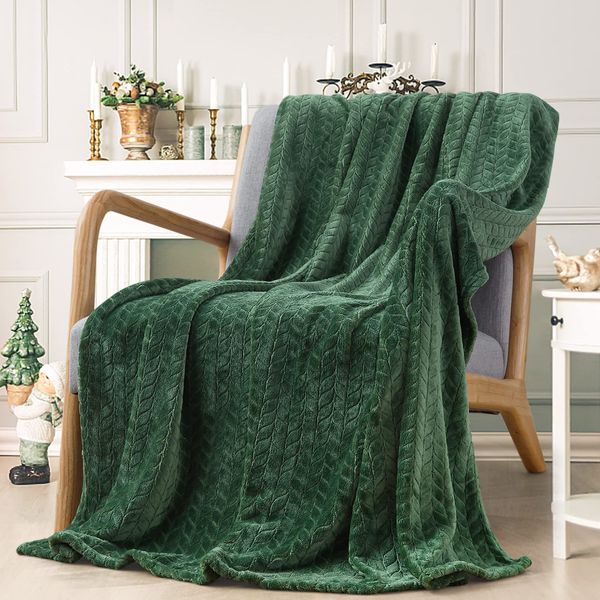 Inhand Fleece Throw Blankets, Super Soft Flannel Cozy Blankets for Adults, Washable Lightweight Blanket for Couch Sofa Bed Office, Warm Plush Blankets for All Season (50"×60", Green)