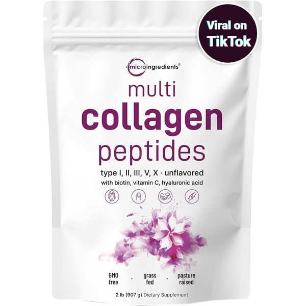 Micro Ingredients Multi Collagen Protein Powder, 2 Pounds – Type...