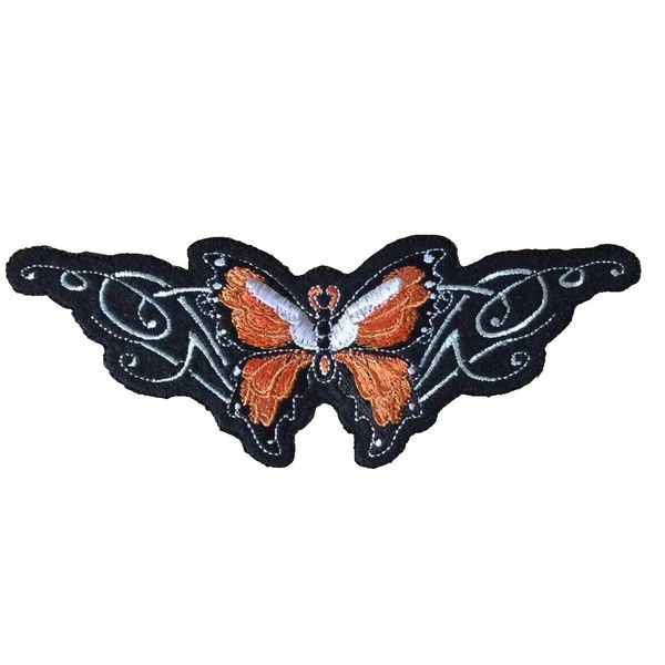 Lethal Threat Embroidered Patch Orange Butterfly Iron / Sew On  Biker ST31029