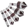 ChgImposs 5PCS Countersink Drill Bit Set, High Speed Steel Countersink Bits, 82 Degree Countersunk Bits, 1/4-Inch Hex Shank Countersunk Bit Set with Bit Holder