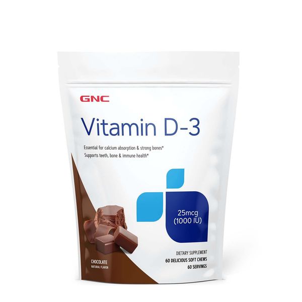 GNC Vitamin D-3 Soft Chews 1000IU - Chocolate - 60 Soft Chews