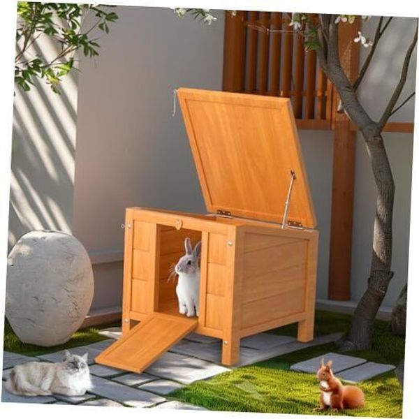 Wooden Rabbit Hutch Indoor and Outdoor, Weatherproof Cat House Hideout, Guinea