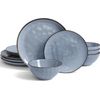 Dinnerware Sets for 4, Ocean round 12-Piece Kitchen Plates and Bowls Sets, React