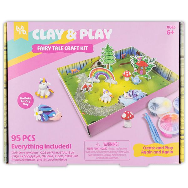 Little Yellow Bicycle: Clay & Play: Fairy Tale Friends Craft Kit - 95pcs, DIY All-in-1 Sensory Set, No Bake Air-Dry, Create - Learn - Play, Kids 6+