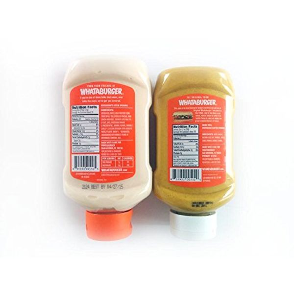 Whataburger Mayo & Mustard Condiment Bundle ( 18 Oz Mayo, 16 Oz Mustard)