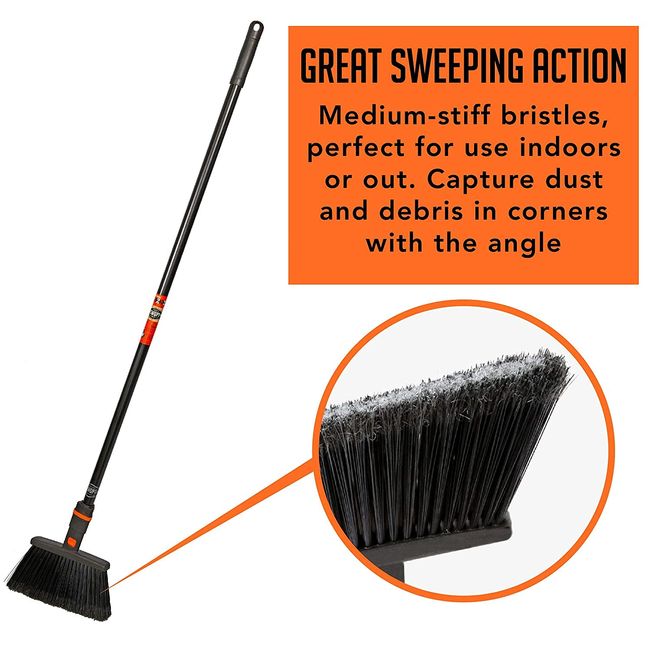 Standard Angle Broom Head and Dust Mop Head Bundle with 2 Handles