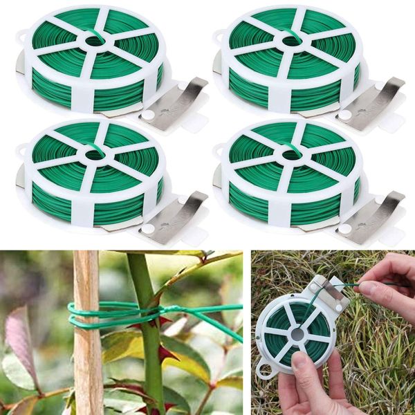 4 Pc Gardening Twist Tie With Cutter 66ft Rolls Zip Cable Cord Wire Organization