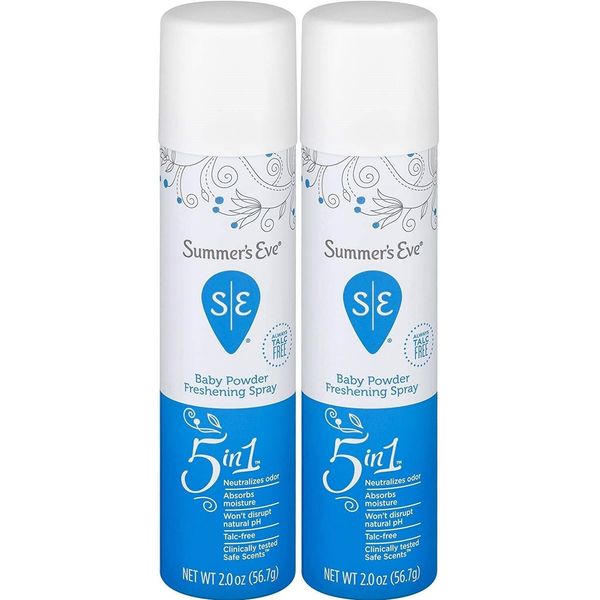 Pack of 2 Summer's Eve! Baby Powder 2oz Feminine Deodorant Spray