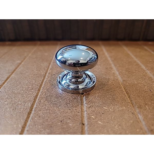 RKI CK-3217 Solid Brass Cabinet Knob SmallRound w/ Back Plate Polished Chrome