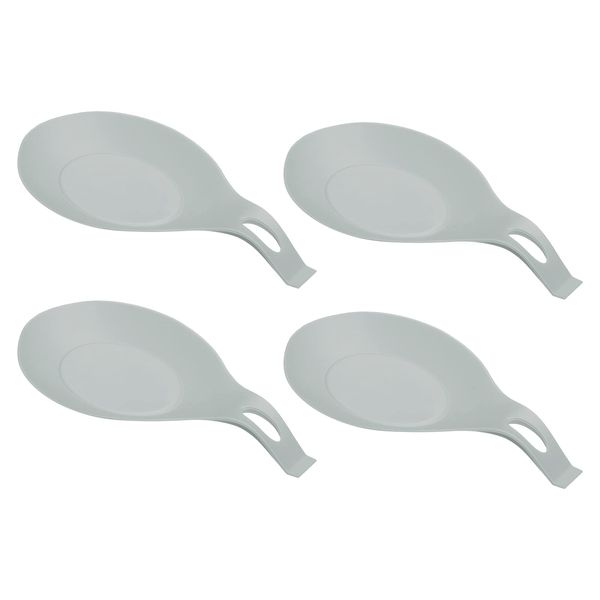 uxcell Silicone Spoon Rest Light Gray Heat Resistant Kitchen Utensil Holder for Counter Stove Top Spatula Ladle 195mm x 95mm 4pcs