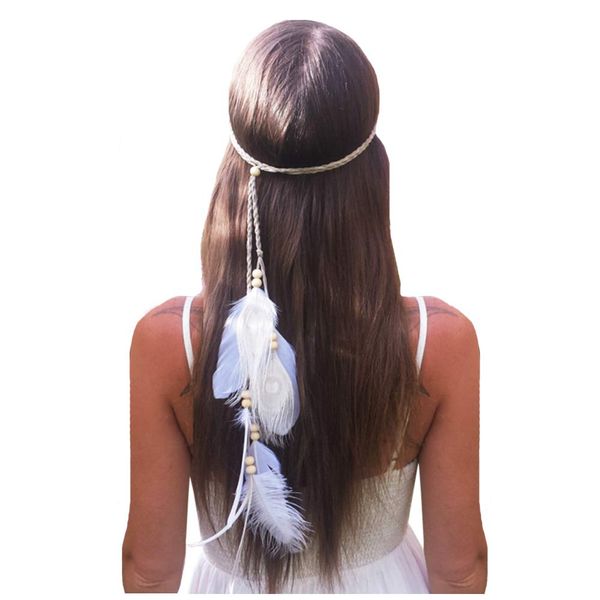 Feather Headband Hippie Indian Boho Hair Bands Tassel Bohemian Halloween Hair Hoop Women Girls Crown Hairband Party Decoration Headdress Cosplay Costume Headwear Headpiece Hair Accessories Headband