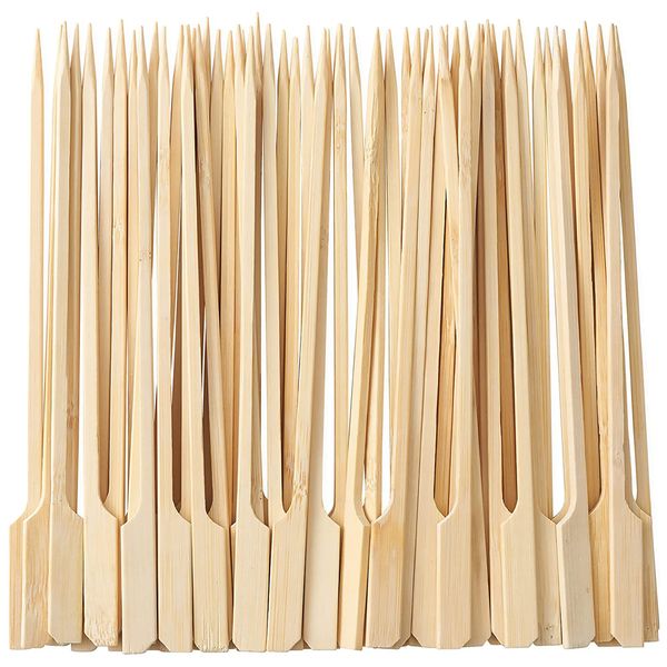 Wooden Bamboo Skewers for Kebabs, Cocktail Sticks, Barbeque Skewers, Party Food, Fondue, Fruit, Chocolate Fountains, Buffets, BBQ Accessories Indoor and Outdoor Dining: Paddle Style (12cm 100 Pack)