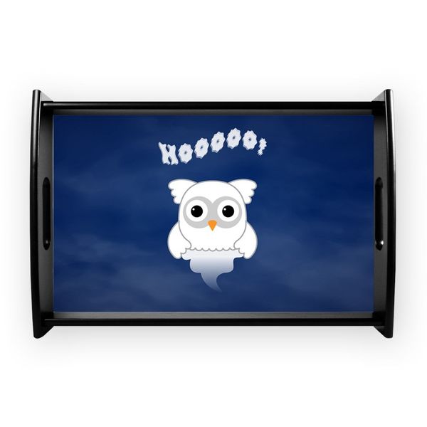 Small Serving Tray Spooky Little Ghost Owl in the Mist