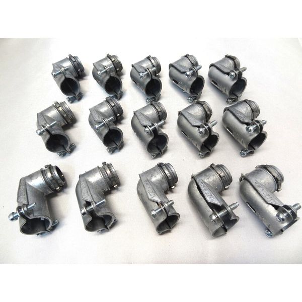 LOT OF (15) 90 DEGREE SQUEEZE CONNECTOR FOR 1/2" METAL FLEXIBLE CONDUIT NOS