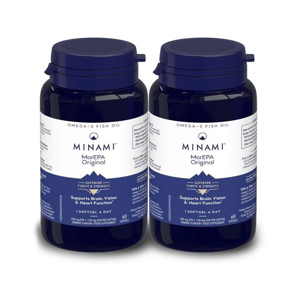 Omega 3 Fish Oil Supplement - Minami - MorEPA Original with high concentration of EPA, DHA - Supports Normal Brain, Vision and Heart function - 120 Softgels