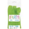 Lime Green Solid Assorted Plastic Cutlery - Classy & Elegant Flatware Design - Perfect for Parties, Weddings & Events - 18ct