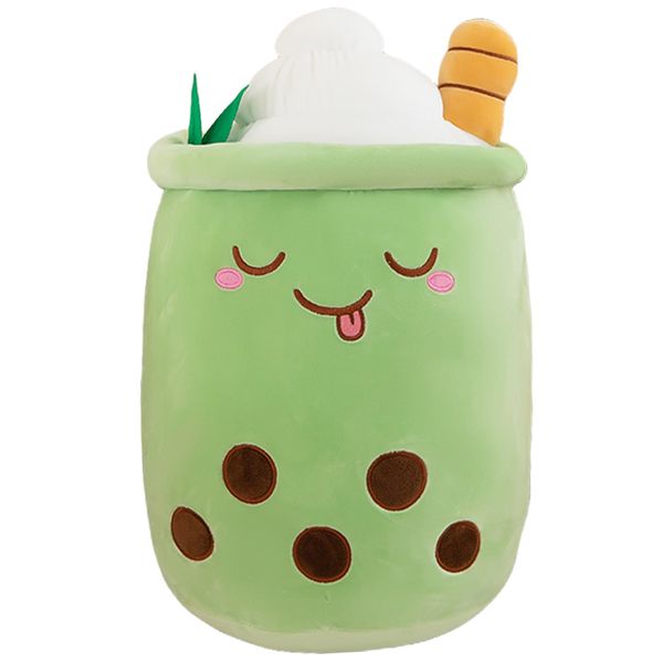 Bubble Tea Plush Pillows, Cute Boba Plushies Soft Toys Giant Boba Stuffed Animal pillow for Boba Lovers (Green, 24cm)