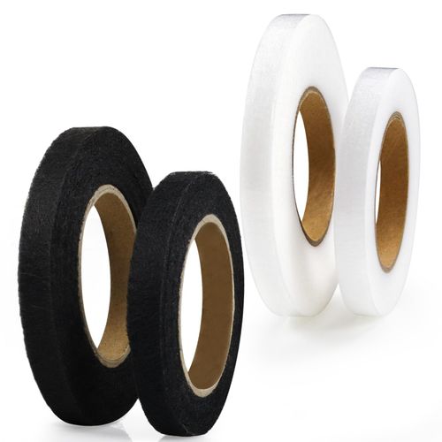 PLANTIONAL 4 Rolls Iron on Hem Tape, Light Weight and Medium Weight Adhesive Web, No Sewing Required, Fabric Fusing Hemming Tape for Jeans Clothes Skirt, 2/5 Inch x 22 Yards Each-White&Black