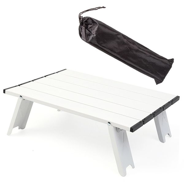 Folding Table,Portable Foldable Camping Table Beach Table, Compact Multi-Function Table, Aluminum Table Top, Suitable For Outdoor, Camping, Stacking, Barbecue, Beach, Fishing (Minimalist, white)