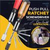 KENANLAN Push Pull Ratchet Screwdriver Adjustment Spiral Ratchet Screwdriver with 5 Replaceable Heads (yellow)