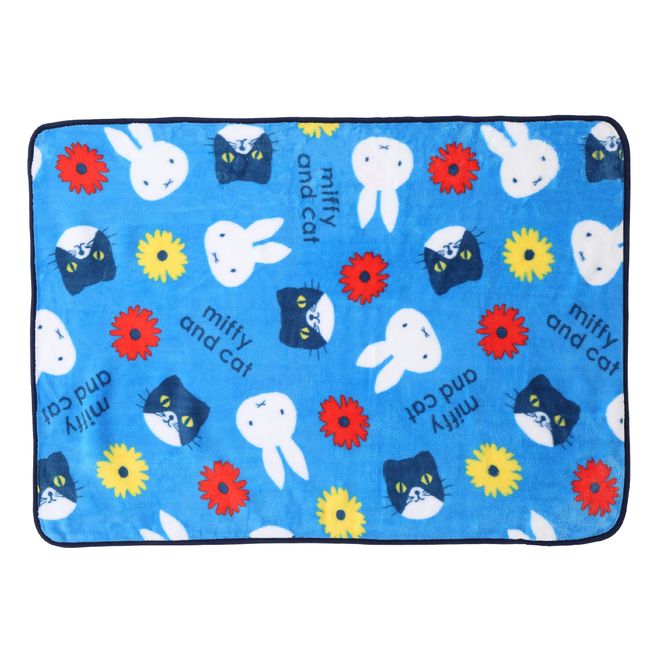 Nishikawa 208300152 Miffy Throw Blanket, 39.4 x 27.6 in. (100 x 70 cm), Washable, Soft, Warm, Living Alone, Fresh Start, Cat, Blue