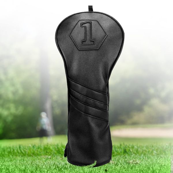 Golf Headcovers Set of 3 (1FUT) Golf Wood Cover Set Golf Driver Cover Fairway Wood Utility Black (1 Piece))