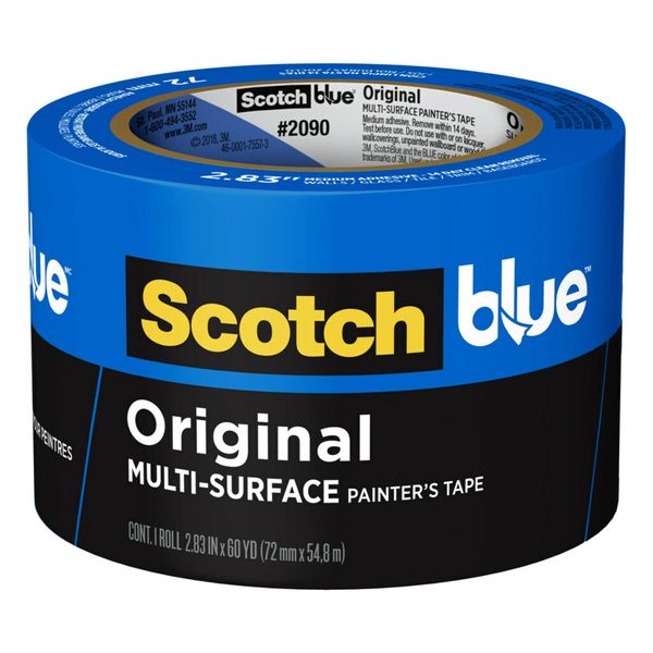 Scotch Painter's Tape Original Multi-Surface Painter's Tape, 2.83 Inches x 60 Yards, 1 Roll, Blue, Paint Tape Protects Surfaces and Removes Easily, Multi-Surface Painting Tape for Indoor and Outdoor Use