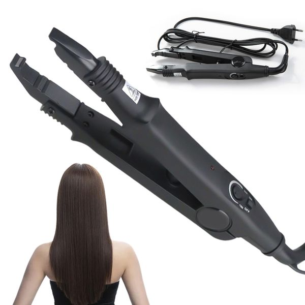 WYFCR Professional Hair Extensions Iron, Three plug specifications,Hair Extensions Iron Gun Hair Extensions Tool, For Hair Extensions Pre bonded Hair Extension Iron Plug(Black)