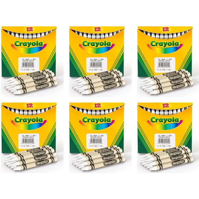 Crayola Regular Size Bulk White Crayons 12 pack (6-Pack)