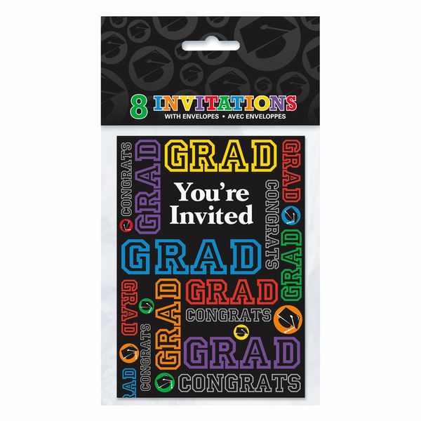 Unique Grad Party Invitations, 5.5" x 4", Multicolor