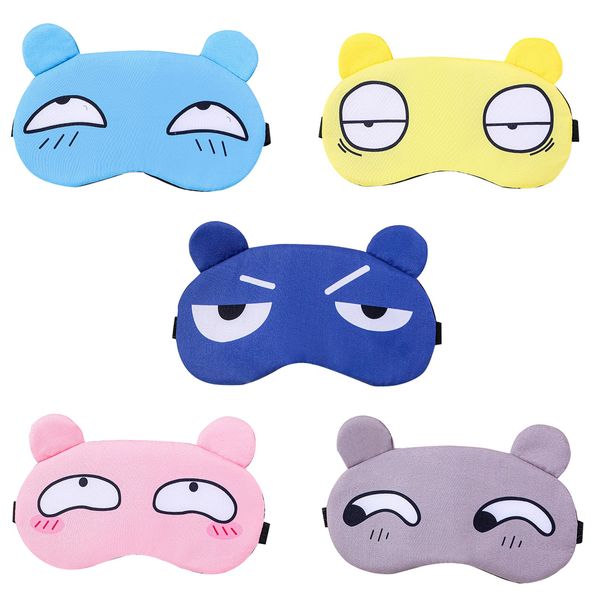 TSHAOUN 5 Pieces Cute Sleep Eye Mask, Cartoon Sleeping Eye Masks Sleep Blindfold for Women Men, Blackout Eye Mask with Adjustable Strap, Eye-Cover Blindfold for Night,Travel,Nap (5 Colors)