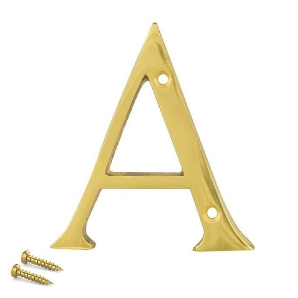 TERF® 3 Inch (75mm) Brass Polished Finish Screw Fix Front Door Letter '' A '' Mailbox Hotel House Door Letter Suitable for All Door Types Wooden, u PVC and Composite With Fixing Screw [ Letter - A ]