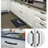 Qrity 2Units Black Aluminum Cabinet Door Drawer Handles Knobs Pull Handles Cupboard Closet Door Bow Shape Pull Handle (128MM)
